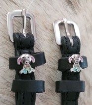 Puppy Dog Bling Charm Leather English Spur Straps Adult Black - £18.98 GBP