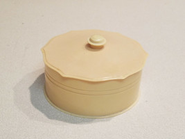 Vintage Vanity Dresser Celluloid Powder or Trinket Box Round Scallop Edge Lid - £11.88 GBP