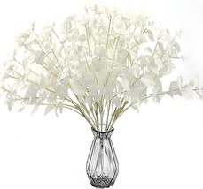 White Flowers Faux Eucalyptus Stems Fake Flowers For Vase, Vantree 3 Pcs.. - £25.26 GBP