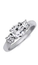 1.5CT Künstlicher Diamant Sterlingsilber Platinum FN Drei Stein Verlobungsring - £24.40 GBP