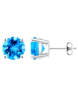 Exquisite .50 ct. Blue Topaz Stud Earrings in Solid Sterling Silver - $33.86