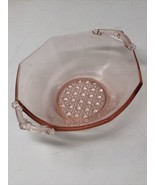 Vintage Pink Depression Ware Glass 6&quot; Octagon Bowl Art Deco Design with ... - £15.74 GBP