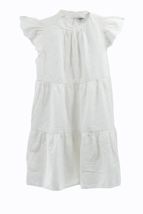 Crown &amp; Ivy Women Cotton  Short Sleeve Tiered Dress Sz Petite Small White - $22.76