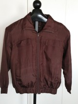 ROBERT LOUIS LADIES BROWN SILK ZIP JACKET TOP-M-NWOT-STAND-UP COLLAR-LIG... - £8.30 GBP