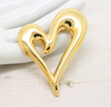 Vintage Signed MONET Gold Plated Modernist Abstract Heart BROOCH Pin Jew... - $24.55