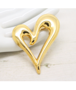Vintage Signed MONET Gold Plated Modernist Abstract Heart BROOCH Pin Jewellery - $24.55