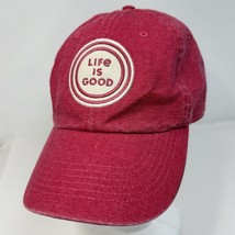 Life Is Good Cap Hat Red Distressed Adjustable Strap Back - £7.59 GBP