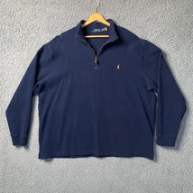 Polo Ralph Lauren Sweater Mens 3XLT Tall Blue 1/4 Zip Pullover Preppy Sweatshirt - £23.55 GBP