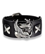 Leather Ride to Live Biker Bracelet, Eagle Cuff Wristband - $12.95