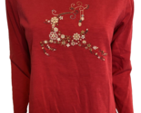 Coldwater Creek Red Long Sleeve Round Neck Holiday T Shirt Size PM - $18.99