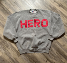 Vtg 80s Russell Athletic Sweatshirt USA Made Gray HERO Block Letters Size Large - £20.24 GBP