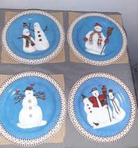 Sakura SNOWMAN Salad Plates by Debbie Mumm Designs Set of 4 1997 - $372.35 MXN
