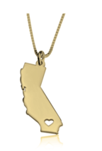 Custom State And Heart Necklace: Sterling Silver, 24K Gold, Rose Gold - £87.92 GBP