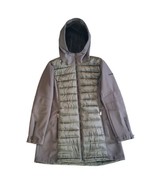 BCBGeneration Large Women Gray Puffer Nylon Coat Jacket Hooded Zipper Chic NWOT - $78.21
