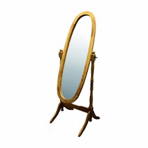 Classic Oval Cheval Floor Mirror with Natural Wood Finish Frame - $219.58 CAD