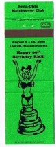 Matchbook Cover RMS Matchbook 60th Lowell Mass Penn Ohio Club Girl Out Of Cake - £1.54 GBP