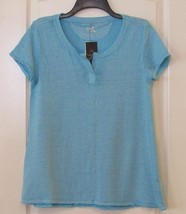 CK Calvin Klein Jeans Short Sleeve V-neck Top AQUA Women s Sz S NWT MSPR$49 - $267.44 MXN