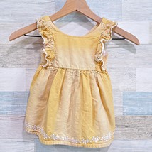 Tommy Bahama Ruffle Embroidered Pinafore Dress Yellow Cotton Toddler Gir... - $12.86