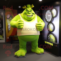 Lime Green Ogre mascot costume character dressed with a Skinny Jeans and Watches - £986.47 GBP