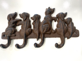 Cast Iron 6 Dogs Hook Keys Wall Decor - $24.09