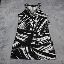 BISOU BISOU Dress Womens 12 Black White Sleeveless VNeck Halter Sequin A Line - £23.34 GBP