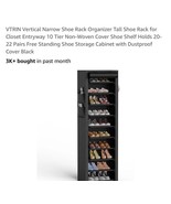 Narrow Shoe Rack with Covers 10 Tiers Tall Shoe Rack for Closet Entryway... - $54.41 CAD