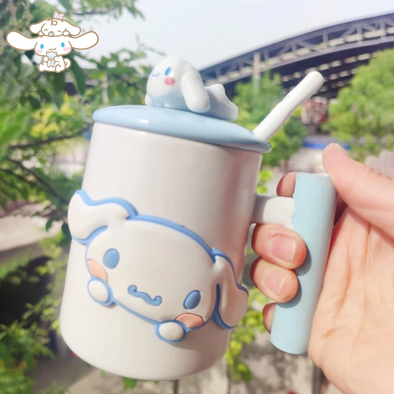 Anime Sanrio Water Cup Cinnamoroll Kawaii Cute Cartoon Student Office Ceramic - £17.87 GBP