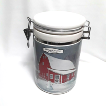 Locking Ceramic Canister Jar Farm Country Christmas 8&quot; Tall Cookies Coffee Candy - £18.60 GBP