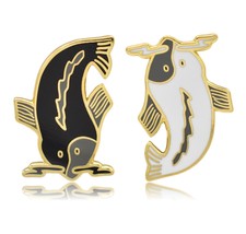 Yin and Yang Koi Fish Hard Enamel Lapel Pins - £9.48 GBP
