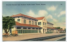 Southern Pacific Railroad Depot Tucson Arizona linen postcard - £4.69 GBP