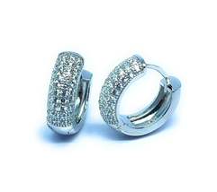 ADIRFINE 925 Sterling Silver Pave Cubic Zirconia Huggie Hoop Earrings - $43.19