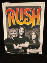 Rock Sign Rush Band Photo under Orange Rush Logo 16x12.5&quot; Steel Sign - $25.00