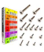 Stainless Steel Self Tapping Screws Assortment Kit - 528 Pcs, 17 Types - $51.91 CAD