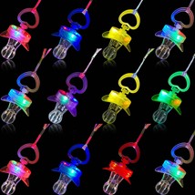 24 Pcs Led Light Up Pacifier Necklace Toy Halloween Rave Pacifier Glowing Flashi - £31.63 GBP