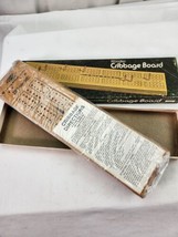 Vintage Wooden Cribbage Board 1974 Lowe Milton Bradley Orginal Metal Pegs NOS - $10.88