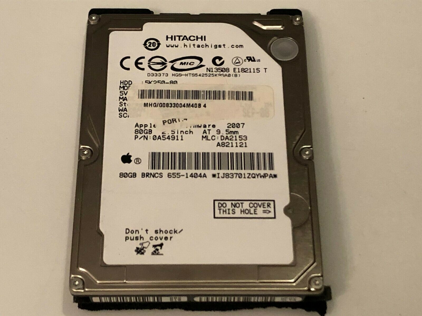 Apple Mac Mini A1176 2007 Hitachi 80GB SATA 2.5 Hard Drive 0A54911 - $39.59