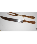 2 pc F B Rogers Golden French Rose Gold carving set fork knife rare - £43.52 GBP