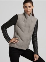 Helmut Lang Strata Wool and Leather Sleeve Quilted Puffer Jacket Gray Bl... - £195.94 GBP