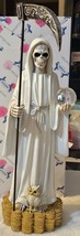 Grim Reaper Santa Muerte Owl Robe Scythe Globe Money Coin Fantasy Figurine #4 - £37.45 GBP