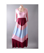 Women&#39;s Boho Striped Colorblock Casual 3/4 Sleeve Jersey Long Maxi Dress... - £22.42 GBP
