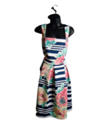 Tiana B Women&#39;s Sleeveless Dress Pleated Skirt Blue White Striped Floral... - $24.74