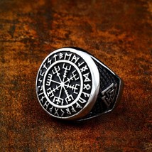 Beier 316L Stainless steel men nose viking ring Vegvisir Amulet Odin Runes Pagan - £9.19 GBP