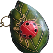 Ladybug Leather Wristlet Wallet Change Coin Purse Zip Charm Flower Garde... - $16.82