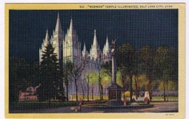 Utah Postcard Salt Lake City Mormon Temple Illuminated - £2.32 GBP