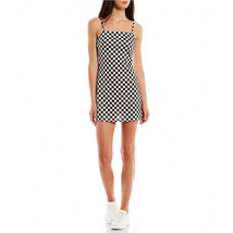 Originality Checkered Dress   Spaghetti Strap Mini Dress Black &amp; Ivory S... - $29.98