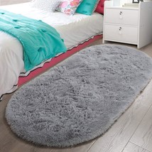 Gray, 2 Point 6 X 5 Point 3 Lochas Luxury Fluffy Carpet Soft Children Rugs Throw - £30.03 GBP