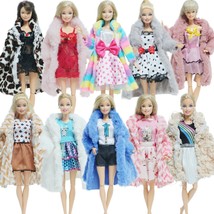 2 Pcs Doll Wear Fur Coat Dress Winter Outfits For For Barbie Doll For Dollhouse - £9.51 GBP+