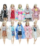 2 Pcs Doll Wear Fur Coat Dress Winter Outfits For For Barbie Doll For Do... - £9.58 GBP+