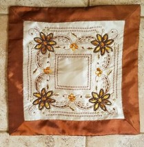 Beaded Jeweled Flowers Amber and White Pillow Cover  Case 14 x 14&quot; FREE SHIPPING - £9.76 GBP