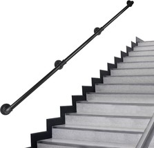 Rectoo Pipe Stair Handrail, 10 Ft Metal Staircase Handrail, Black Galvanized - £33.50 GBP